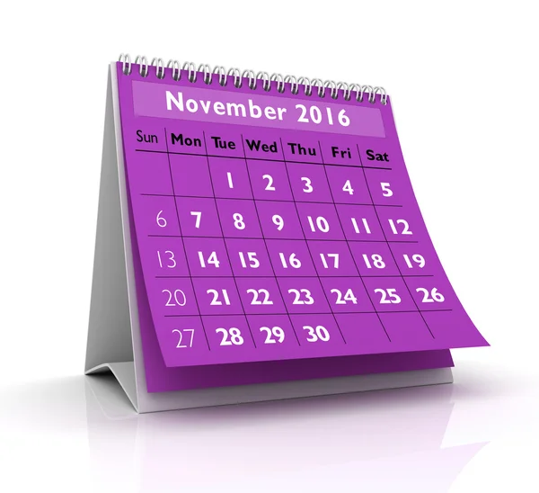 November 2016 Calendar — Stock Photo, Image