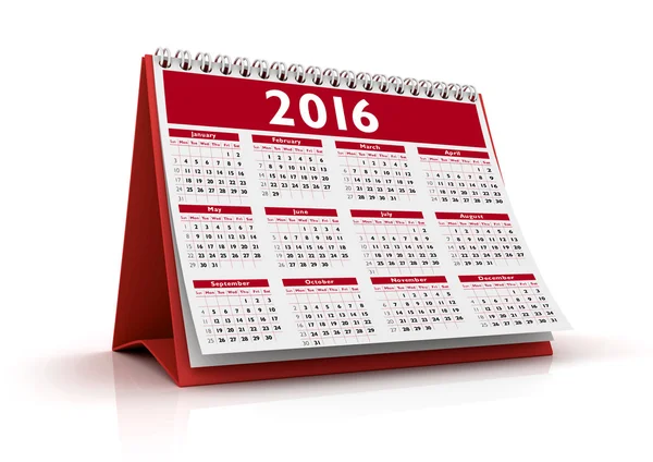 Calendário de Mesa 2016 isolado — Fotografia de Stock