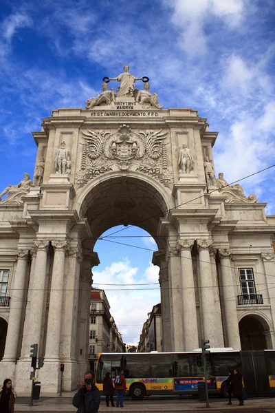 Arco da Rua Augusta, arco trionfale sulla Piazza del Palazzo — Foto Stock