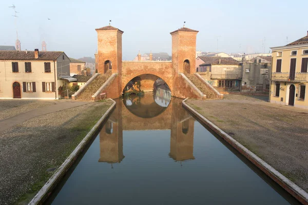 Comacchio Itália Dezembro 2019 Vista Ponte Trepponti Comacchio — Fotografia de Stock
