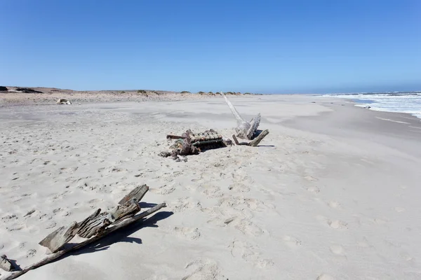 Skeleton Coast Namibie Srpna 2018 Pohled Vrak Kostrbatém Pobřeží — Stock fotografie