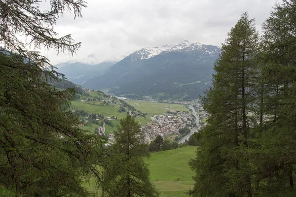Uitzicht Bormio Vanuit Bergen Italië — Stockfoto
