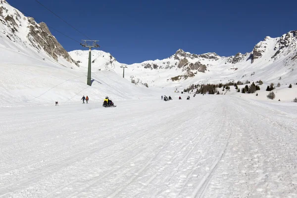 Tonale Italia Febrero 2021 Pistas Esquí Durante Covid Utilizadas Para — Foto de Stock
