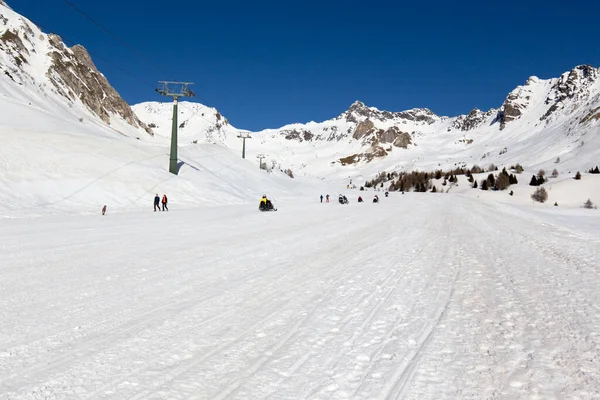 Tonale Italia Febrero 2021 Pistas Esquí Durante Covid Utilizadas Para — Foto de Stock