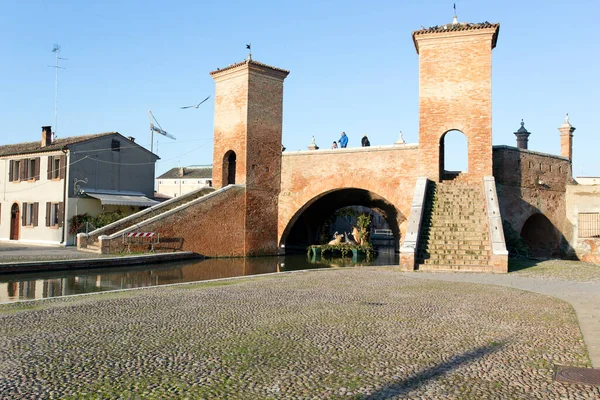 Comacchio Italie Décembre 2019 Vue Sur Trepponti Vieux Pont Comacchio — Photo