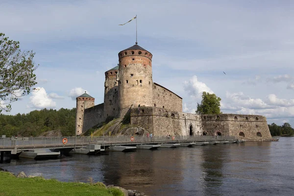 Olavinlinna Finsko Srpna 2021 Pohled Hrad Savonlinna — Stock fotografie