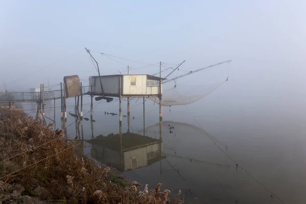 Comacchio Italie Décembre 2019 Vue Maison Pêche Dans Brouillard — Photo