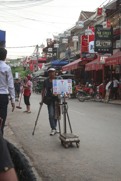 Vítima de mina no centro de Siem Reap — Fotografia de Stock