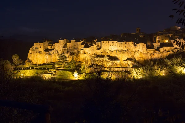 Pitigliano τή νύχτα Εικόνα Αρχείου