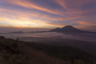 Mount Batur gündoğumu sabah, fantastik görünümünden
