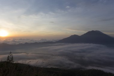 Mount Batur gündoğumu sabah, fantastik görünümünden