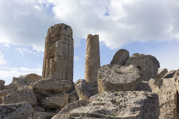 Zřícenina řeckého chrámu, selinunte, Sicílie, Itálie — Stock fotografie