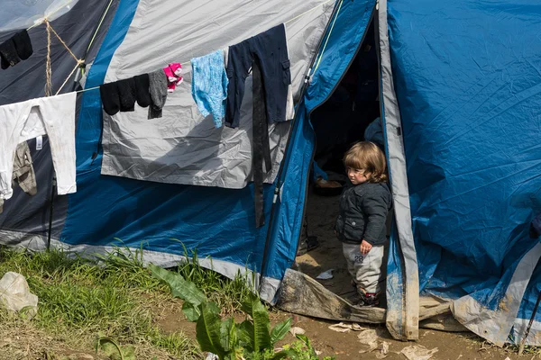 在希腊的难民营 — 图库照片
