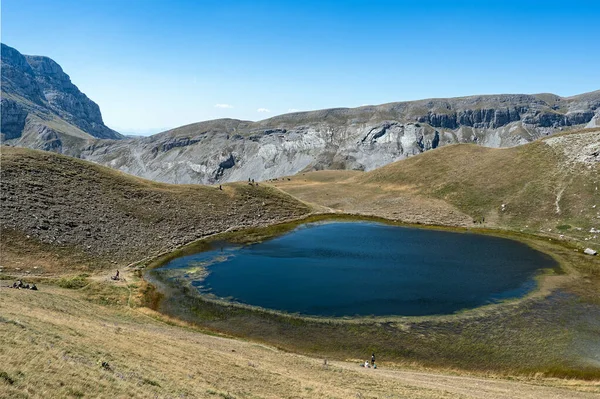 Utsikt Över Den Kallade Draksjön Eller Drakolimni Vid Tymfi Berget — Stockfoto