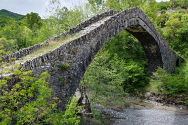 Yunan Epirus 'taki geleneksel Tsipiani Köprüsü manzarası