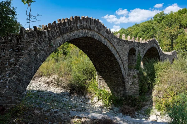 Pohled Tradiční Kamenný Most Kalouta Epiru Greec — Stock fotografie