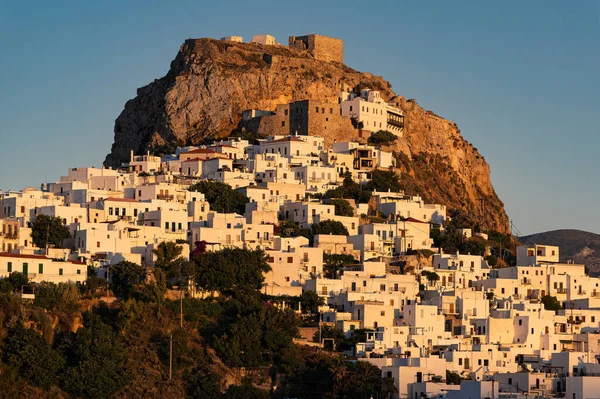Vue Lointaine Ville Skyros Chora Capitale Île Skyros Grèce Coucher — Photo