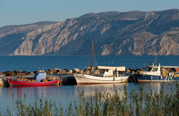 Barcos Pesca Madeira Tradicionais Porto Pequeno Ilha Skyros Greece Por — Fotografia de Stock