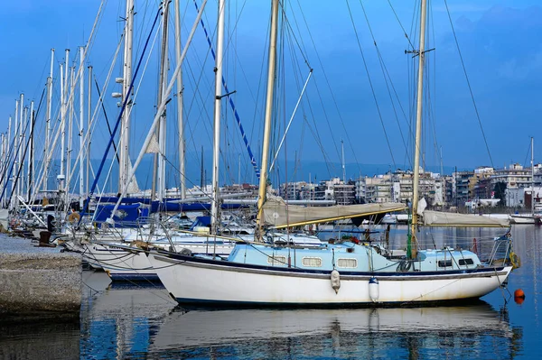 Различные Корабли Лодки Пристани Яхт Салониках Греция — стоковое фото