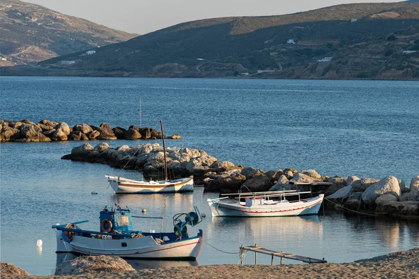 Traditional Wooden Fishing Boats Small Harbor Skyros Island Greece — Stock Photo, Image