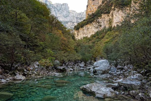 Paisagem Desfiladeiro Vikos Listado Como Desfiladeiro Mais Profundo Mundo Pelo — Fotografia de Stock