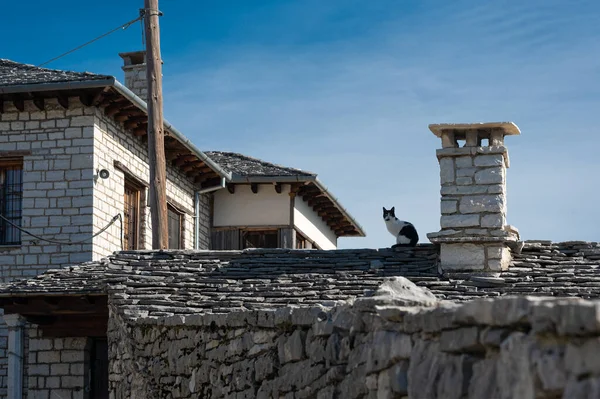 Yunanistan Epirus Kentindeki Papigo Köyünde Geleneksel Mimariden Yapılmış Taş Bir — Stok fotoğraf