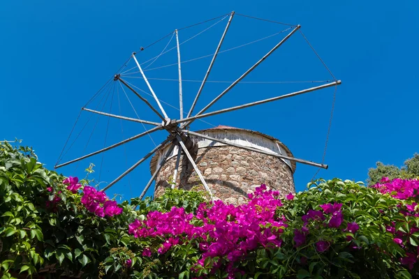 Vindmølle i Hellas – stockfoto