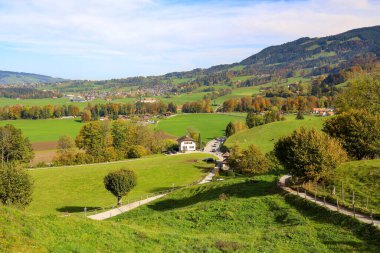 Dağ ve doğa manzarası Sonbahar mevsiminde İsviçre 'de park