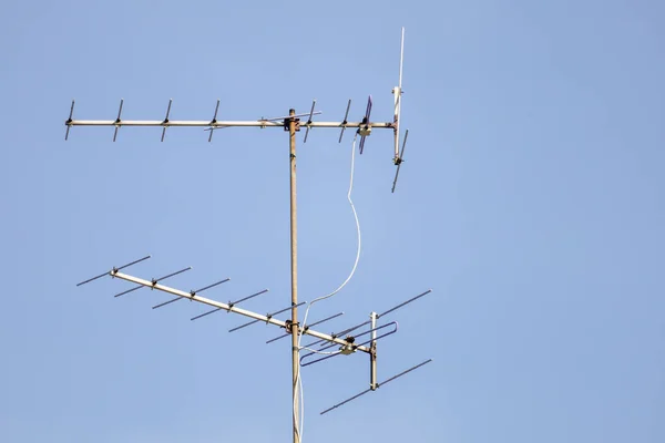 Régi Antenna Rúd Kék — Stock Fotó