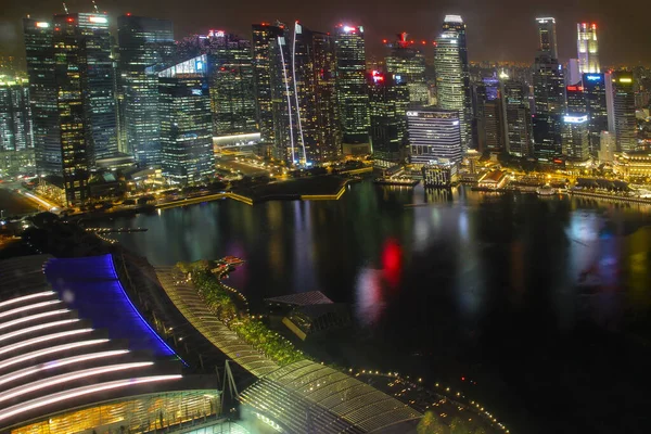 Singapore April 2016 Luchtfoto Van Zonsondergang Scène Van Marina Bay — Stockfoto