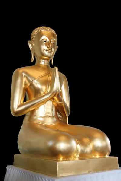 Budda ouro no templo no fundo preto — Fotografia de Stock