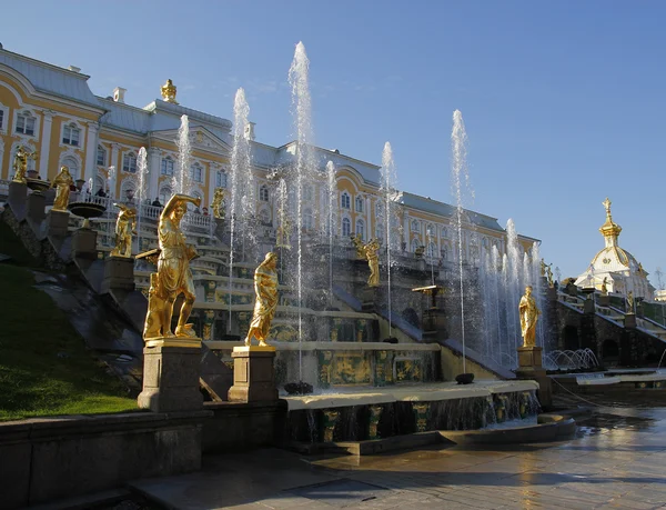 Fuentes Grand Cascade en el Palacio Peterhof, San Petersburgo . —  Fotos de Stock