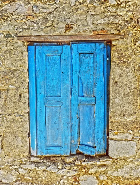Old wooden blue window — Stock Photo, Image