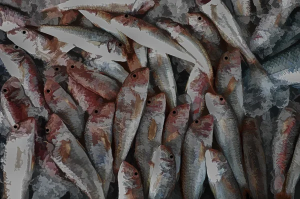 Død fisk i båsen med noen effekter. – stockfoto