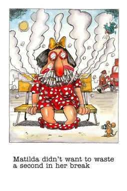 Cartoon gag about female smoker clipart