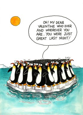 Cartoon about penguins' resemblance clipart
