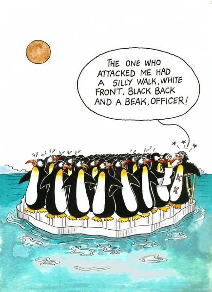 Desenhos animados sobre a semelhança dos pinguins — Fotografia de Stock