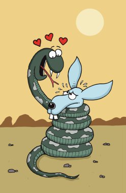 Snake is in love with rabbit clipart