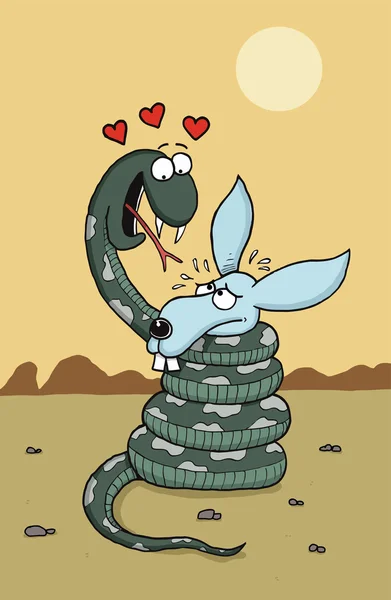 Snake est amoureux du lapin. — Image vectorielle