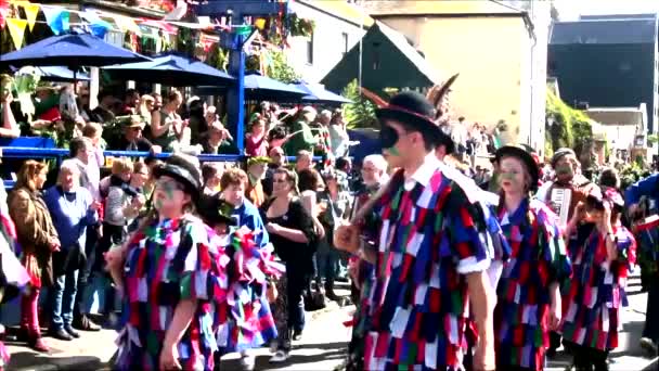 People march with their costumes during the parade — Stock Video