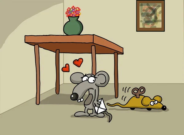 Cartoon over kleine muis in liefde — Stockvector