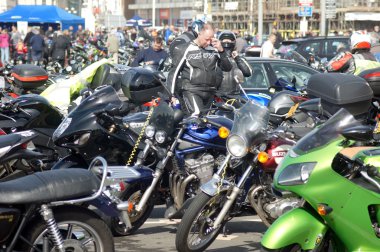 Bikers gather in a seaside bike festival