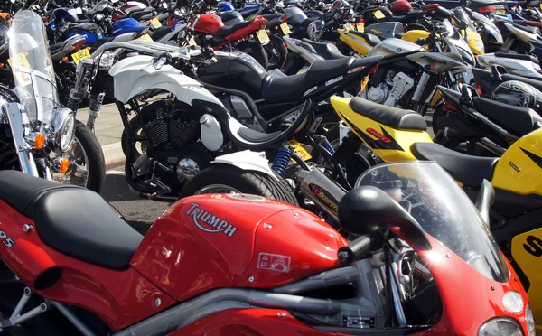 Parked motorbikes in a festival — Stock fotografie