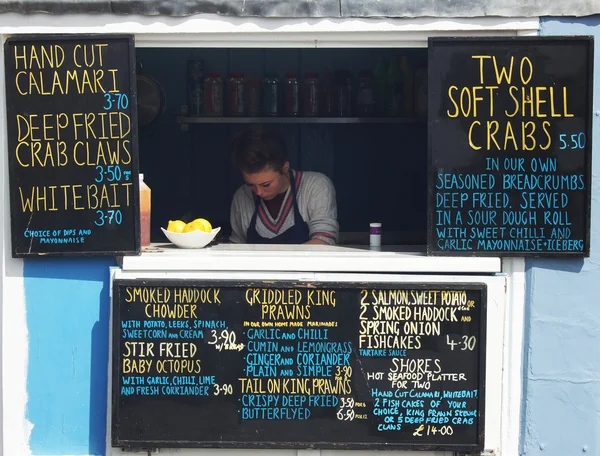 Small seafood take away shop — Stock Photo, Image