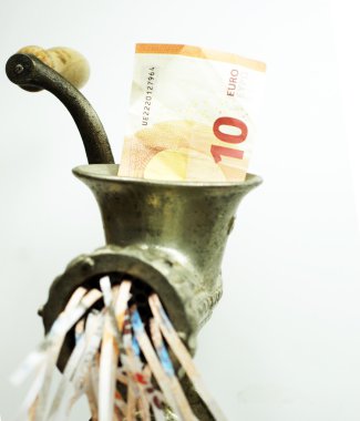 Bir kıyma makinesi notta Euro