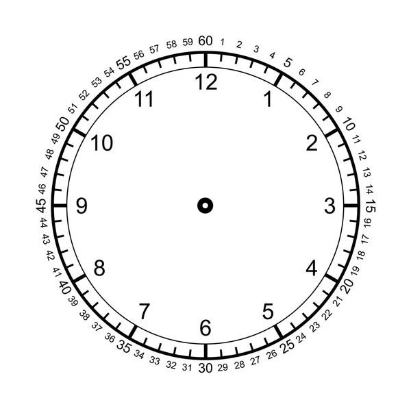 Reloj en blanco aislado en el vector blanco — Vector de stock