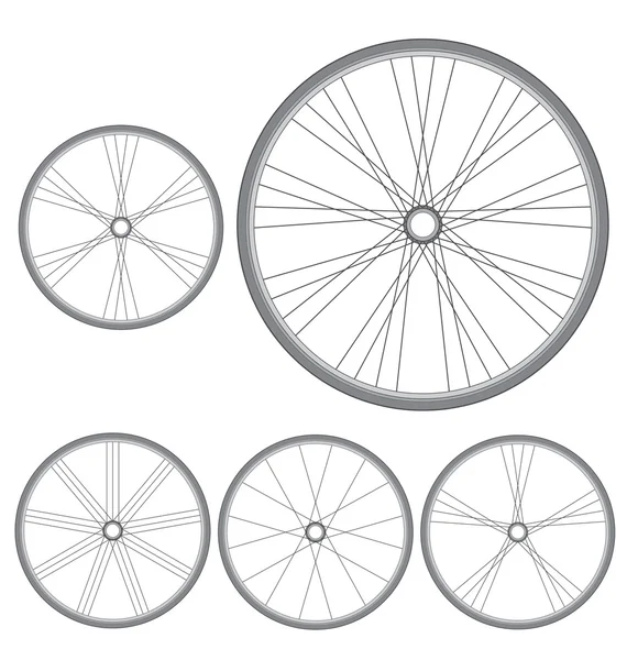 Olika cykelhjul på vit bakgrund — Stock vektor