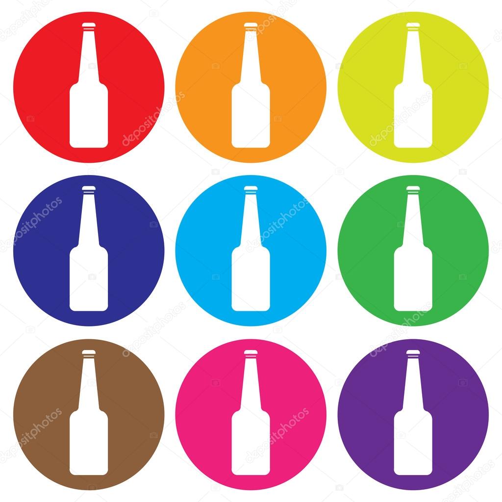 Glass bottle icon set vector