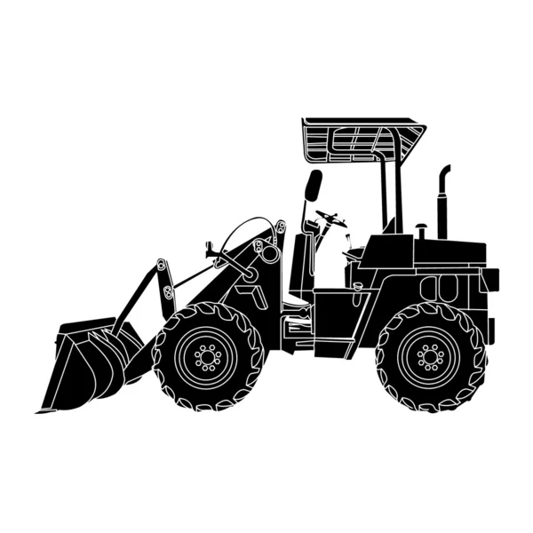 Silhueta do vector tractor com rodas — Vetor de Stock