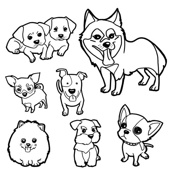 Livre de coloriage Ensemble de chien vecteur — Image vectorielle